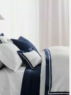 New Ralph Lauren Bowery King Frame Duvet Cover Polo Navy Sateen Cotton MSRP $470